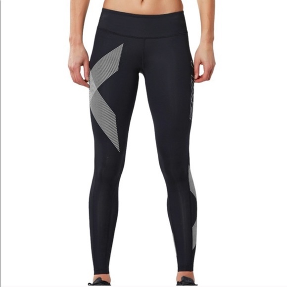 2XU Mid-Rise Compression Leggings Medium Black Running...
